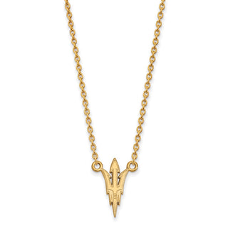 10k Gold LogoArt Arizona State University Pitchfork Large Pendant 18 inch Necklace