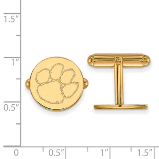 Sterling Silver Gold-plated LogoArt Clemson University Tiger Paw Cuff Links