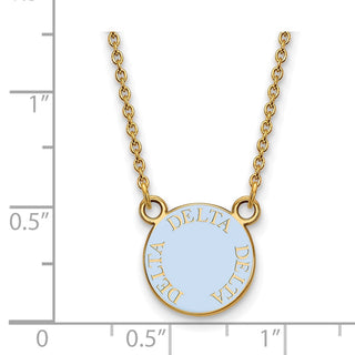 Sterling Silver Gold-plated LogoArt Delta Delta Delta Sorority Text Small Color Enamel Pendant 18 inch Necklace GP012DDD-18