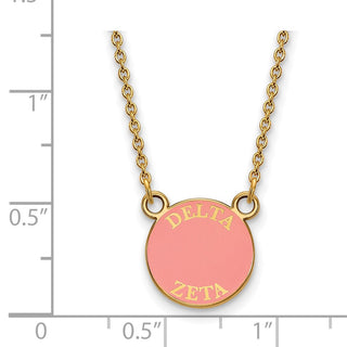 Sterling Silver Gold-plated LogoArt Delta Zeta Sorority Text Small Color Enamel Pendant 18 inch Necklace GP012DZ-18