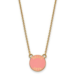 Sterling Silver Gold-plated LogoArt Delta Zeta Sorority Text Small Color Enamel Pendant 18 inch Necklace GP012DZ-18