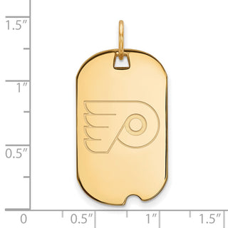Sterling Silver Gold-plated NHL LogoArt Philadelphia Flyers Small Dog Tag Pendant