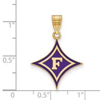 Sterling Silver Gold-plated LogoArt Furman University Large Enameled Pendant