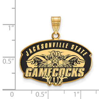 Sterling Silver Gold-plated LogoArt Jacksonville State University Large Enameled Pendant
