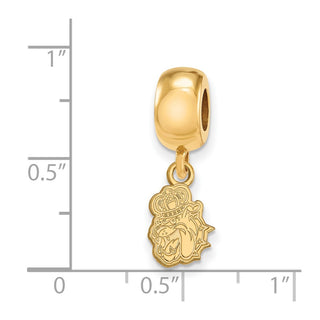 Sterling Silver Gold-plated LogoArt James Madison University Duke Dog Extra Small Dangle Bead Charm