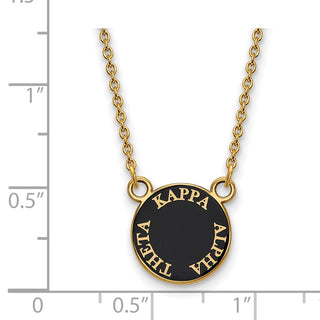Sterling Silver Gold-plated LogoArt Kappa Alpha Theta Sorority Text Small Color Enamel Pendant 18 inch Necklace GP012KAT-18