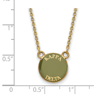 Sterling Silver Gold-plated LogoArt Kappa Delta Sorority Text Small Color Enamel Pendant 18 inch Necklace GP012KD-18