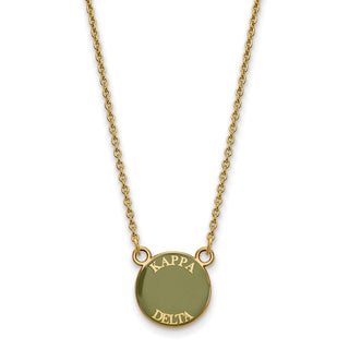 Sterling Silver Gold-plated LogoArt Kappa Delta Sorority Text Small Color Enamel Pendant 18 inch Necklace GP012KD-18