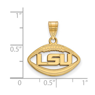 Sterling Silver Gold-plated LogoArt Louisiana State University L-S-U Football Pendant
