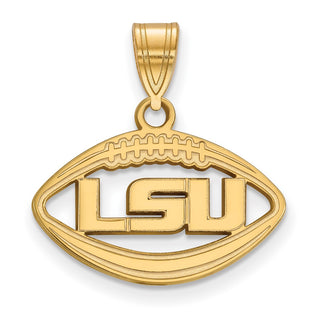 Sterling Silver Gold-plated LogoArt Louisiana State University L-S-U Football Pendant