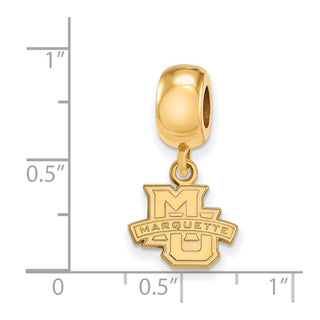 Sterling Silver Gold-plated LogoArt Marquette University Extra Small Dangle Bead Charm