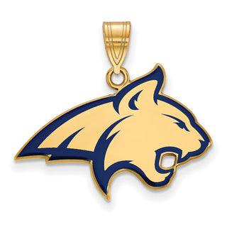 Sterling Silver Gold-plated LogoArt Montana State University Bobcat Large Enameled Pendant