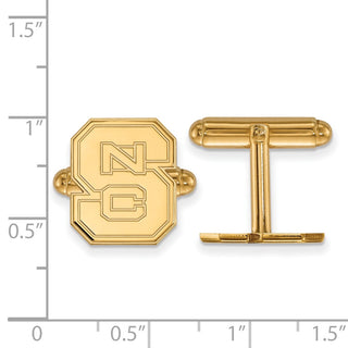 Sterling Silver Gold-plated LogoArt North Carolina State University N-C-S Cuff Links