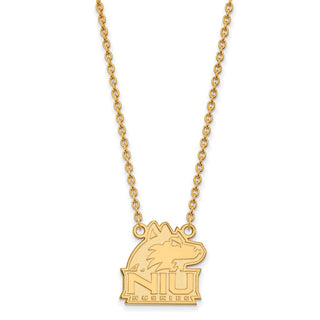 Sterling Silver Gold-plated LogoArt Northern Illinois University N-I-U Huskies Medium Pendant 18 inch Necklace