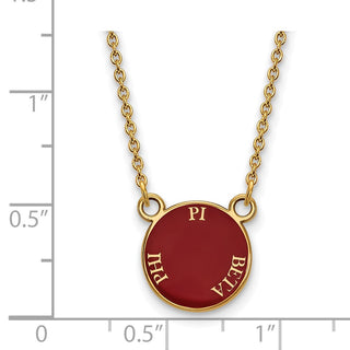 Sterling Silver Gold-plated LogoArt Pi Beta Phi Sorority Text Small Color Enamel Pendant 18 inch Necklace GP012PBP-18