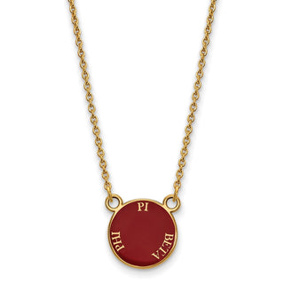 Sterling Silver Gold-plated LogoArt Pi Beta Phi Sorority Text Small Color Enamel Pendant 18 inch Necklace GP012PBP-18
