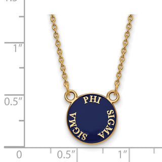 Sterling Silver Gold-plated LogoArt Phi Sigma Sigma Sorority Text Small Color Enamel Pendant 18 inch Necklace GP012PSS-18