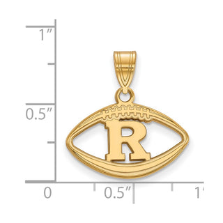 Sterling Silver Gold-plated LogoArt Rutgers University Letter R Football Pendant