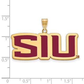 Sterling Silver Gold-plated LogoArt Southern Illinois University S-I-U Large Enameled Pendant