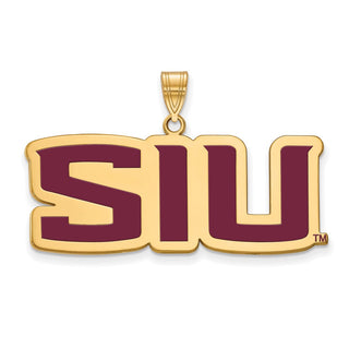 Sterling Silver Gold-plated LogoArt Southern Illinois University S-I-U Large Enameled Pendant