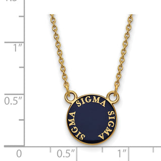 Sterling Silver Gold-plated LogoArt Sigma Sigma Sigma Sorority Text Small Color Enamel Pendant 18 inch Necklace GP012SSS-18