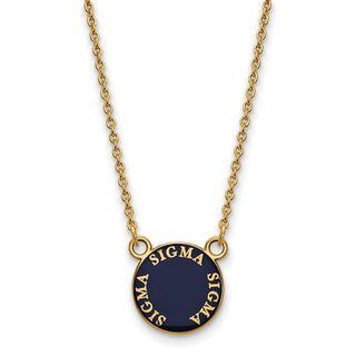Sterling Silver Gold-plated LogoArt Sigma Sigma Sigma Sorority Text Small Color Enamel Pendant 18 inch Necklace GP012SSS-18