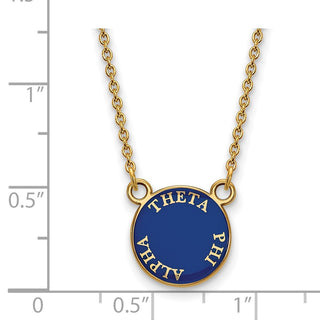 Sterling Silver Gold-plated LogoArt Theta Phi Alpha Sorority Text Small Color Enamel Pendant 18 inch Necklace GP012TPA-18