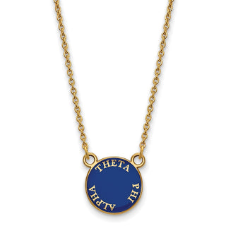 Sterling Silver Gold-plated LogoArt Theta Phi Alpha Sorority Text Small Color Enamel Pendant 18 inch Necklace GP012TPA-18
