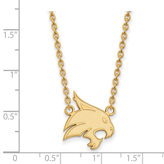 Sterling Silver Gold-plated LogoArt Texas State University Bobcat Large Pendant 18 inch Necklace