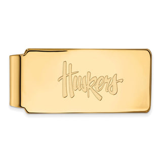 Sterling Silver Gold-plated LogoArt University of Nebraska Huskers Money Clip