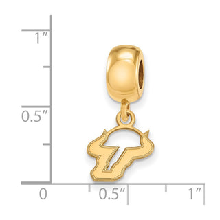 Sterling Silver Gold-plated LogoArt University of South Florida Bull Extra Small Dangle Bead Charm