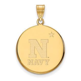Sterling Silver Gold-plated LogoArt US Naval Academy Large Disc Pendant