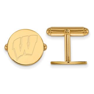 14k Gold LogoArt University of Wisconsin Letter W Cuff Links