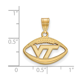 Sterling Silver Gold-plated LogoArt Virginia Tech V-T Football Pendant