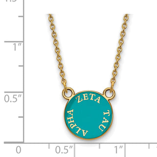 Sterling Silver Gold-plated LogoArt Zeta Tau Alpha Sorority Text Small Color Enamel Pendant 18 inch Necklace GP012ZTA-18