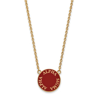 Sterling Silver Gold-plated LogoArt Alpha Sigma Alpha Sorority Text Large Color Enamel Pendant 18 inch Necklace GP013ASI-18