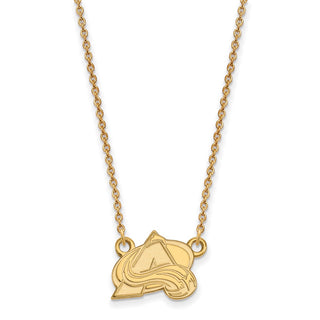 10k Gold NHL LogoArt Colorado Avalanche Letter A Small Pendant 18 inch Necklace