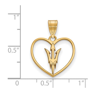 Sterling Silver Gold-plated LogoArt Arizona State University Pitchfork Heart Pendant