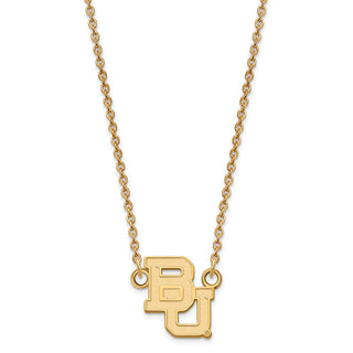 14k Gold LogoArt Baylor University Bears Small Pendant 18 inch Necklace