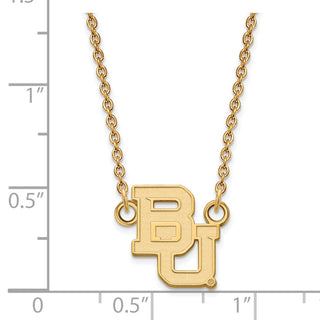 10k Gold LogoArt Baylor University Bears Small Pendant 18 inch Necklace