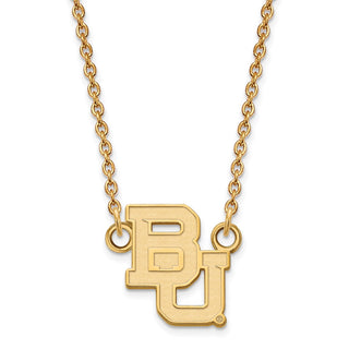Sterling Silver Gold-plated LogoArt Baylor University Bears Small Pendant 18 inch Necklace