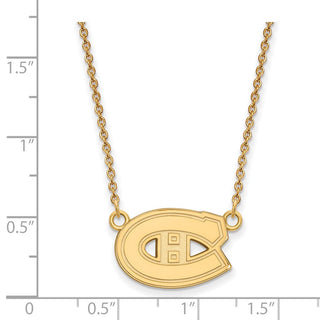14k Gold NHL LogoArt Montreal Canadiens Small Pendant 18 inch Necklace
