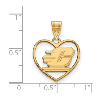 Sterling Silver Gold-plated LogoArt Central Michigan University Letter C Heart Pendant
