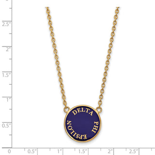 Sterling Silver Gold-plated LogoArt Delta Phi Epsilon Sorority Text Large Color Enamel Pendant 18 inch Necklace GP013DPH-18