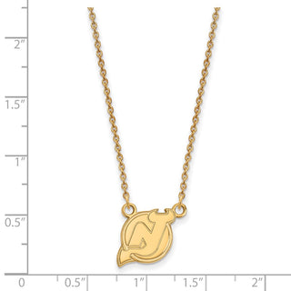 10k Gold NHL LogoArt New Jersey Devils Small Pendant 18 inch Necklace