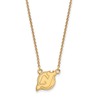 14k Gold NHL LogoArt New Jersey Devils Small Pendant 18 inch Necklace