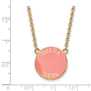 Sterling Silver Gold-plated LogoArt Delta Zeta Sorority Text Large Color Enamel Pendant 18 inch Necklace GP013DZ-18
