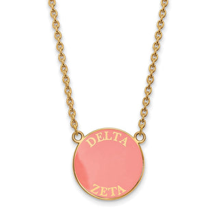 Sterling Silver Gold-plated LogoArt Delta Zeta Sorority Text Large Color Enamel Pendant 18 inch Necklace GP013DZ-18