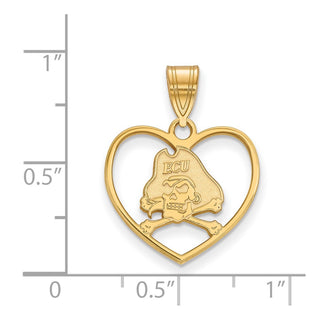 Sterling Silver Gold-plated LogoArt East Carolina University Pirate Heart Pendant