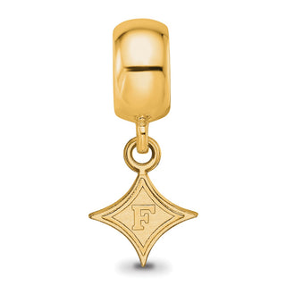 Sterling Silver Gold-plated LogoArt Furman University Extra Small Dangle Bead Charm